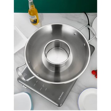 特厚不銹鋼火鍋盆商用平底火鍋雙耳鴛鴦鍋電磁爐燃氣通用圓底火鍋