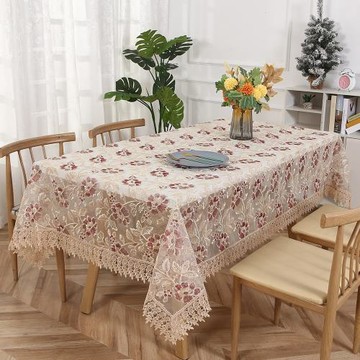 精品蕾絲繡花臺布輕奢長方形桌布八仙桌臺布茶幾布四方桌麻將蓋布