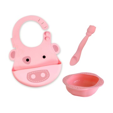 MARCUS＆MARCUS - 動物樂園餵食禮盒組-粉紅豬(粉)