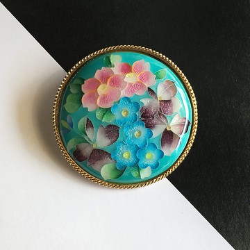 Hanazume景泰藍胸針 純銀子宮有線景泰藍傳統工藝品