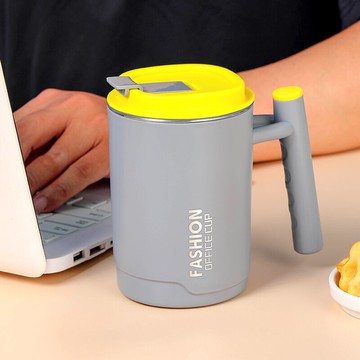 咖啡保溫杯女可愛不銹鋼水杯男帶蓋家用辦公室帶把手柄大容量杯子