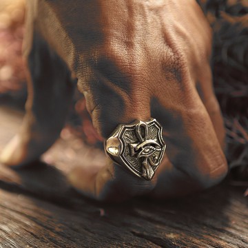 925純銀埃及之眼安克戒指 男士 哥德風神秘款