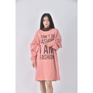 (XL) mamong質感撞色領口粉色洋裝二手衣