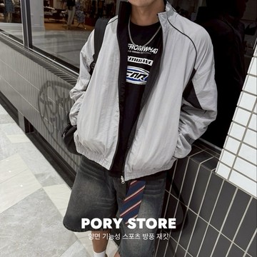 【PORY STORE】 現貨 韓國機能拼接防風外套 高級感 實拍 百搭 韓系 外套 風衣外套