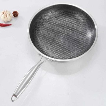 316L加厚不銹鋼大號平底煎鍋炒鍋不粘鍋蜂窩屏家用無涂層平底鍋
