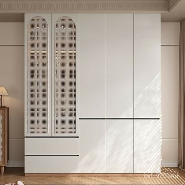 【免運 】中古藤編法式複古衣櫃臥室家用分段式一門到頂實木簡約現代新中式