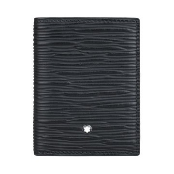 MONTBLANC 4810系列 內鋼印LOGO樹皮壓紋皮革4卡卡片包(黑)