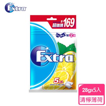 【Extra益齒達】潔淨無糖口香糖 清檸薄荷 28g*5入 潔牙/口腔清潔