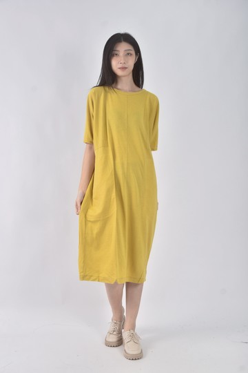 (F) icb寬版黃色洋裝