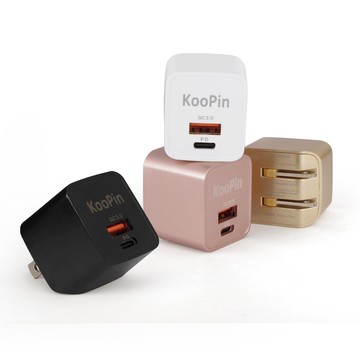 KooPin 迷你20W PD+QC折疊極速雙孔充電器(Type-C/USB-A)