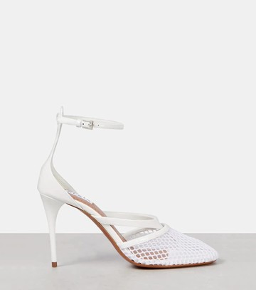 Alaïa Infradito 90 fishnet patent leather pumps