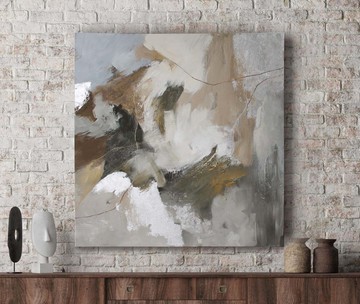 棕繪畫 |棕抽象藝術 |棕和銀繪畫 | 平衡