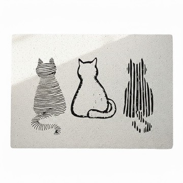 玄關絲圈地墊 加大款 防滑耐磨好清洗  120 × 100cm  暖新居貓 白色 + 黑色  1個