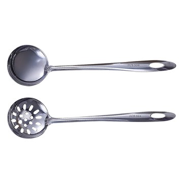 不鏽鋼湯勺漏勺 Set 2支 SUS 304  銀色  1組  漏勺28 x 7 x 6cm + 湯勺28 x 7 x 6cm
