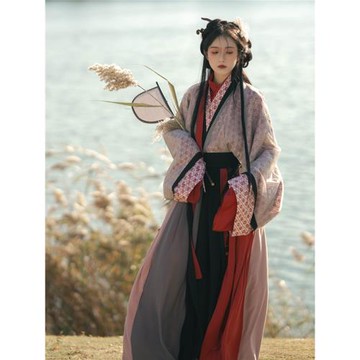 上云樂 蒹葭 晉制復原漢服晉襦曲領交領交窬破裙國風現貨原創春