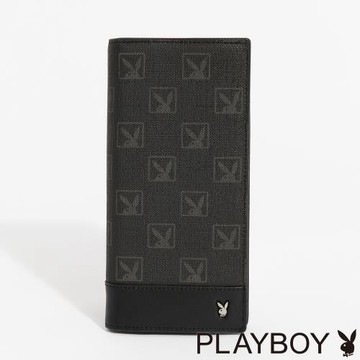 PLAYBOY - 翻蓋長夾  Shadow Grid系列 - 黑色