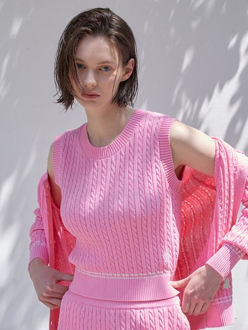 Twisted Knit Sleeveless Top - Pink
