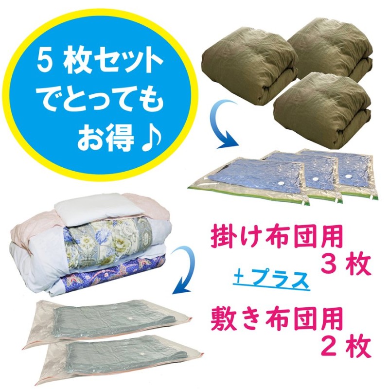 布団 圧縮袋 掛け布団用 3枚 敷き布団用2枚 使いやすい 5枚セット 特許 空気が逆戻りしない オートロックバルブ ダブルファスナー付 手押しでも圧縮OK  通販 LINEポイント最大0.5%GET | LINEショッピング