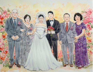 婚禮似顏繪  水彩手繪禮物