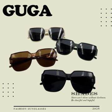【GUGA】偏光套鏡 大鏡面潮流幾何框 立體厚框 俐落百搭 UV400抗紫外線 4號鏡片 J1342