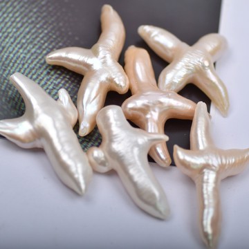 宏雲Hongyun-DB--飾品diy配件巴洛克異形強光十字架無孔顆粒淡水珍珠倮珠