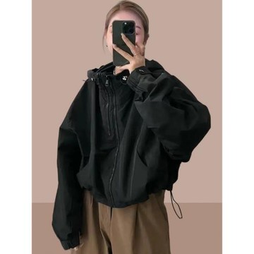 沖鋒衣外套女2024新款春秋洋氣小個子短款連帽休閑棒球服夾克上衣