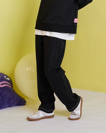 Ada造型釦彈性針織男友褲(兩色)