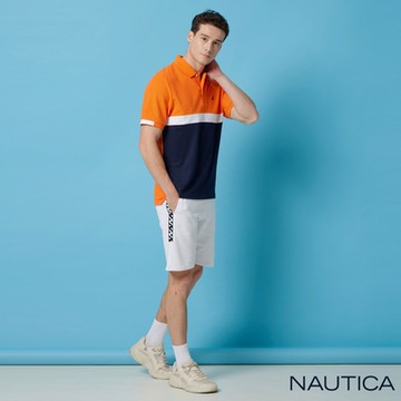 Nautica 男裝 品味非凡棉質短袖POLO衫-橘色