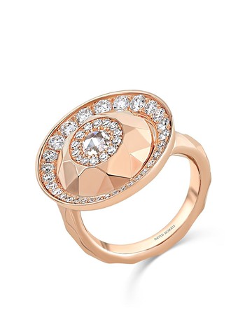David Morris - 18kt rose gold Cut Forever Single Disc ring - women - 18kt Rose Gold/White Diamond - J 1/2