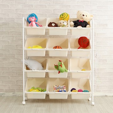 H&R安室家 台製36x90.5x114.5cm純白12格玩具收納車BN117