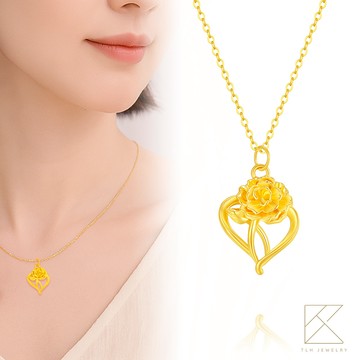 【TLH】黃金墜項鍊 純金999 馨想事成 約重0.13錢±0.01