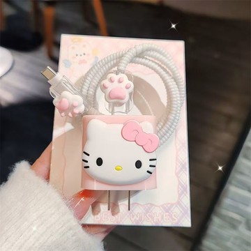 kitty數據綫保護套🎀 可愛數據綫保護套蘋果15promax適用ipone14手機快充綫防折13ipad 充電綫保護套