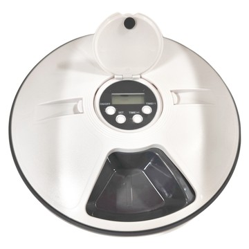 寵物智能餵食器 六格旋轉  灰白色  305 x 305 x 64mm