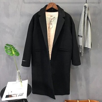 毛呢外套翻領大衣-歐美時尚秋冬保暖女外套2色73oj6【獨家進口】【米蘭精品】