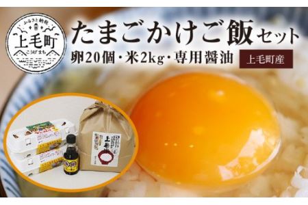 上毛町産の「たまごかけご飯セット」(卵40個・米3kg・専用醤油)　C01101