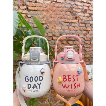 手機支架保溫杯斜跨大容量不銹鋼水杯便攜吸管杯子高顏值運動水壺