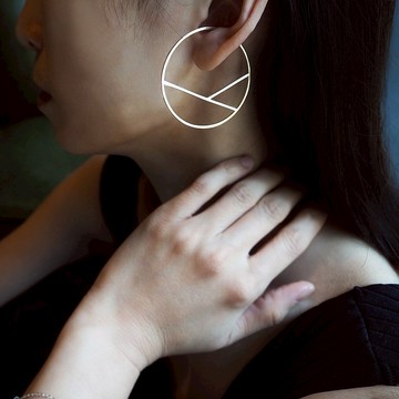 round a earring_圓框a耳骨環 925銀 設計師 沒耳洞 耳環 耳夾