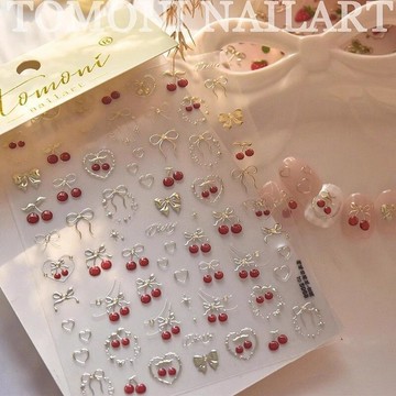 🎀新店開業🎀 草莓櫻桃蝴蝶結立體浮雕美甲貼紙裝飾指甲筆記本電腦手機殼iPad貼 凝膠美甲貼 聖誕美甲貼 美甲裝飾亮片貼紙