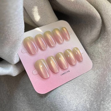 💥Hannah💥爆炸新款穿戴甲多巴胺彩虹漸變ins高級穿戴溫柔新款玻璃珠顯白貓眼美甲韓式仙女穿戴甲