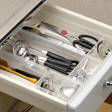 inomata 抽屜小物收納 分隔收納盒 化妝品/文具用品  透明  3個