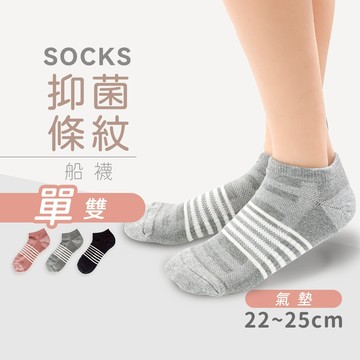 【MORINO】 MIT抑菌防臭條紋氣墊厚底船襪 M22~25cm MO33003-1 (運動/學生襪/女襪/中性襪)
