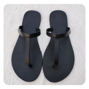 夏季歐美新款平底羅馬夾趾鏤空鉤扣防滑夾腳拖鞋真皮沙灘涼鞋女潮