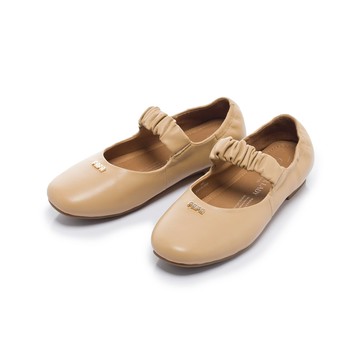 小時光  復古皺褶束帶奶奶風瑪莉珍鞋 太妃糖 (5B3155)