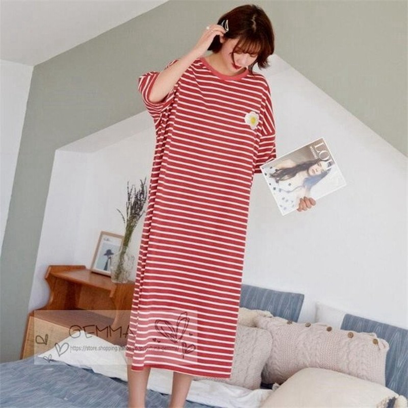 パジャマ レディース 五分袖 ワンピースパジャマ 綿 ルームウェア 部屋着 ナイトウェア ボーター ゆったり 寝巻き 可愛い シンプル 女性パジャマ 通販 Lineポイント最大get Lineショッピング