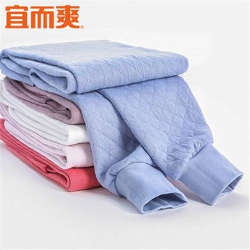 宜而爽加絨加厚三層保暖褲女秋褲男士純棉高腰中老年寬松護膝貼片