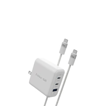 Zikko 65W GaN氮化鎵PD三孔快充充電器 + C to C 100W快充線組合包