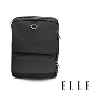 ELLE 都市再生系列-輕量尼龍機能雙層15吋筆電後背包-灰 EL83935