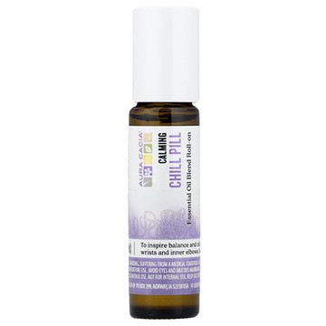 Aura Cacia, 精油配方，寧神精油滾珠，含安定劑，0.31 液量盎司（9.2 毫升）