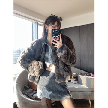 ChiclyNana皮草外套女皮毛一體韓版年輕款名媛氣質仿狐貍毛毛大衣