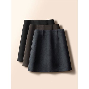 毛呢A字短裙西裙半身裙女秋冬2025新款高腰顯瘦防走光呢子包臀裙